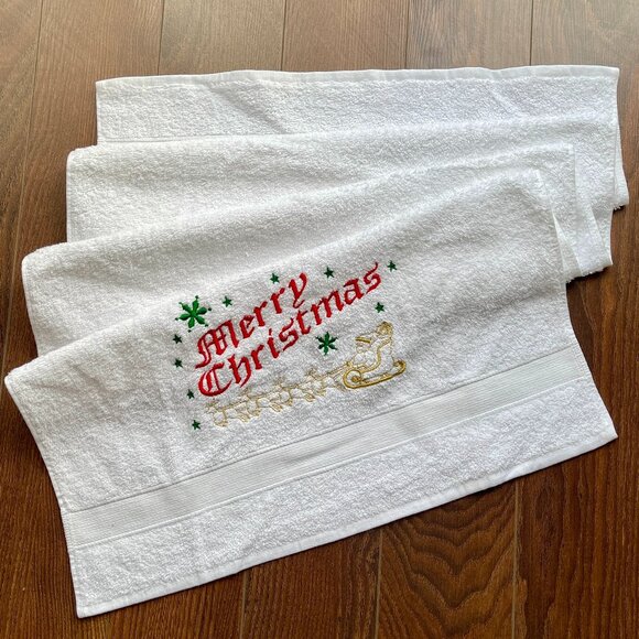 Set of 3 colors - 100% Egyptian Cotton Embroidered Towels For Christmas Decor - Picture 1 of 4